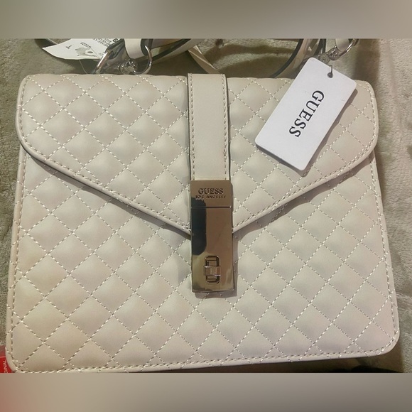 GUESS Cream Quilted Women's Bag - Picture 1 of 9